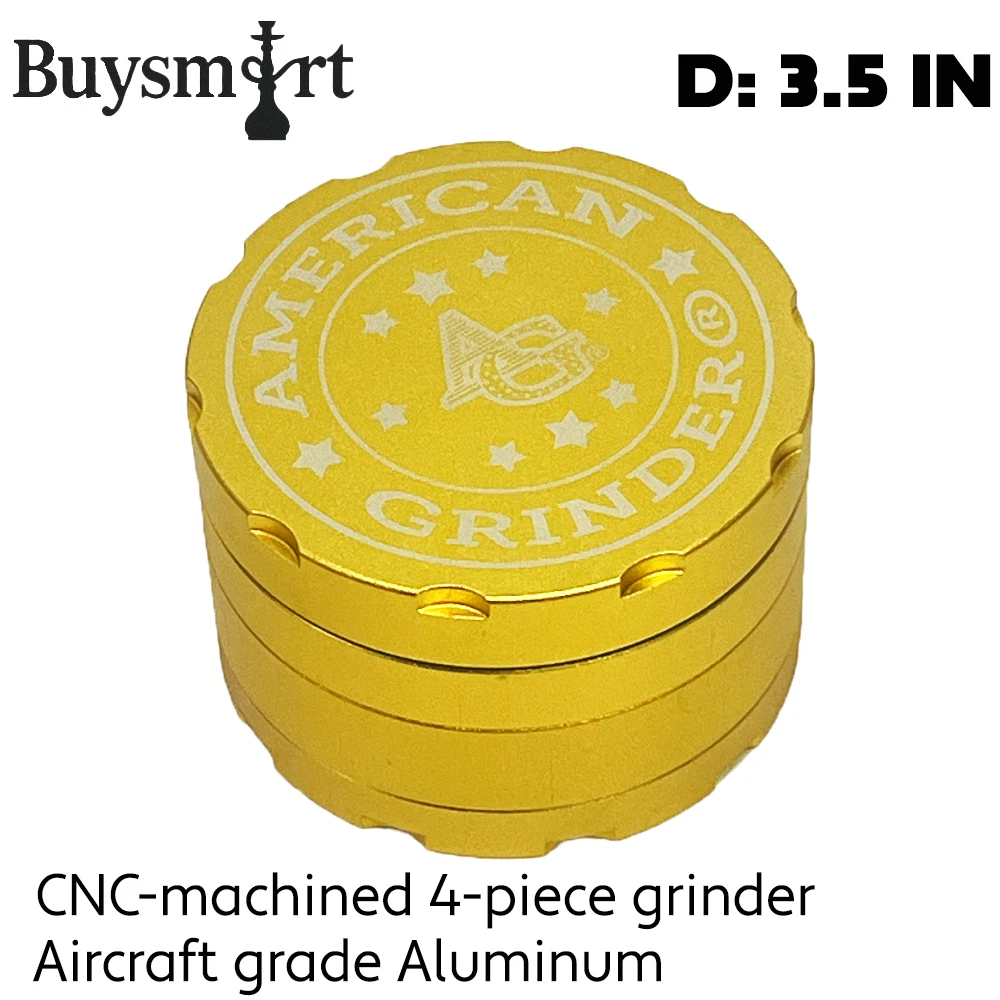 American Grinder® 3.5" 4-Piece Herb Spice Tobacco Grinder CNC Aluminum GOLD
Opens in a new window or