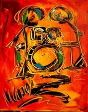 DRUMS  POP ART  PAINTING Impasto  Abstract   CANVAS ORIGINAL FO7T