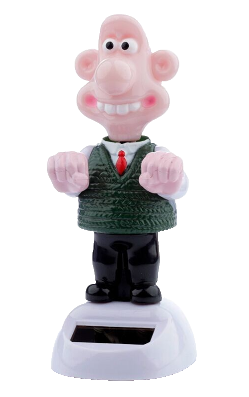 WALLACE & GROMIT WALLACE NOVELTY SOLAR POWERED DANCING BOBBLEHEAD FIGURE NEW!