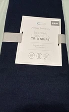 Pottery Barn Kids Belgian Flax Linen Crib Skirt Nursery NWT! Navy Blue Crib