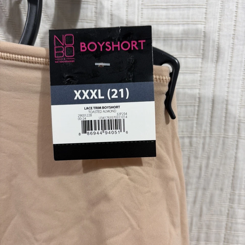 Bragas cortas para mujer No Boundaries con ribete de encaje talla 3XL almendra tostada Foto 2 de 4