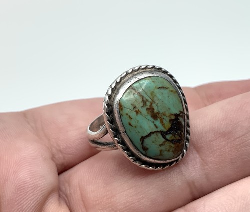 Old Pawn Navajo Sterlingsilber Türkis Stein Bandring ~ Gr. 6,25