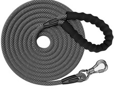 30 FT Long Rope Dog Leash Lockable Hook  Padded Handle Blue Training Lead