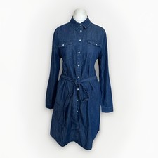 AVENUE WOMEN UK 14 Denim Dress Jeans Shirtdress Belted Blue BNWT