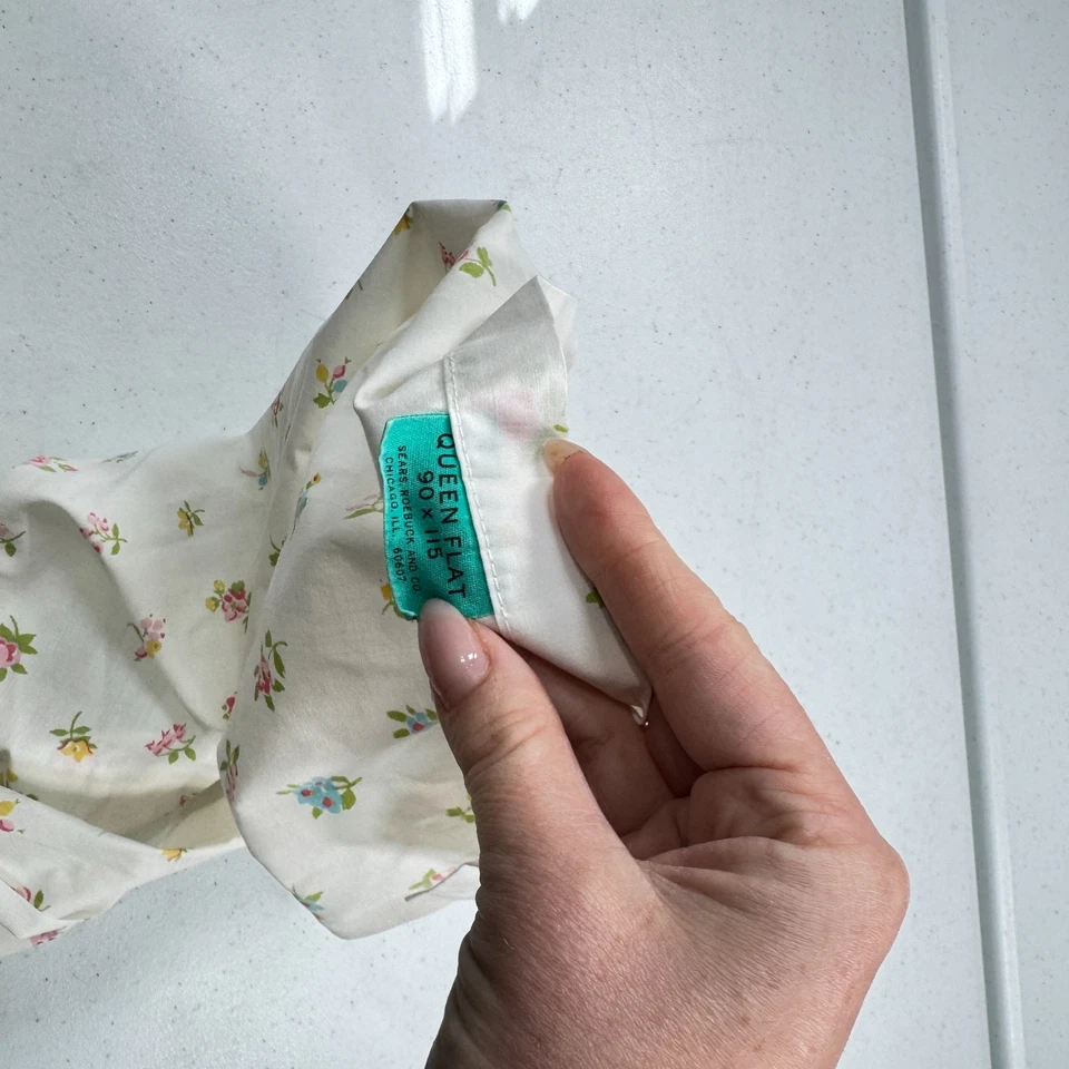 复古西尔斯床单大号花卉混纺多色薄纱 mcm 复古美国 — 第 2/4 张图片