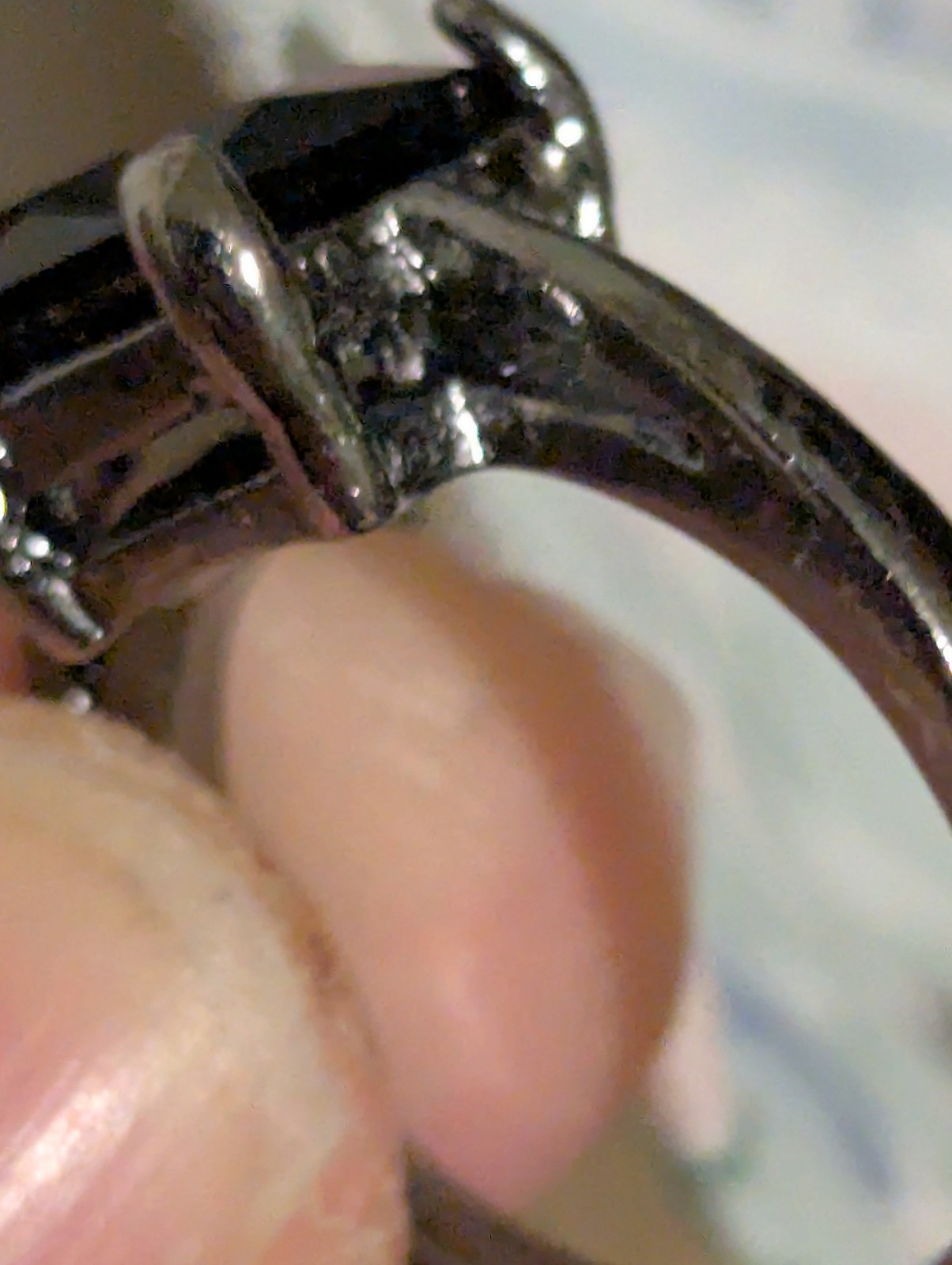 Small Black Rectangular Stud Black Ring - image 19