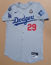 MICHAEL GROVE #29 MLB Team Issued DODGERS ROAD JERSEY 2024 World Series Patch TI