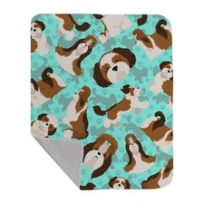 Shih Tzu Quilted Blanket 50x60 Artwork Pattern Quilted Throw Blanket for Bed,