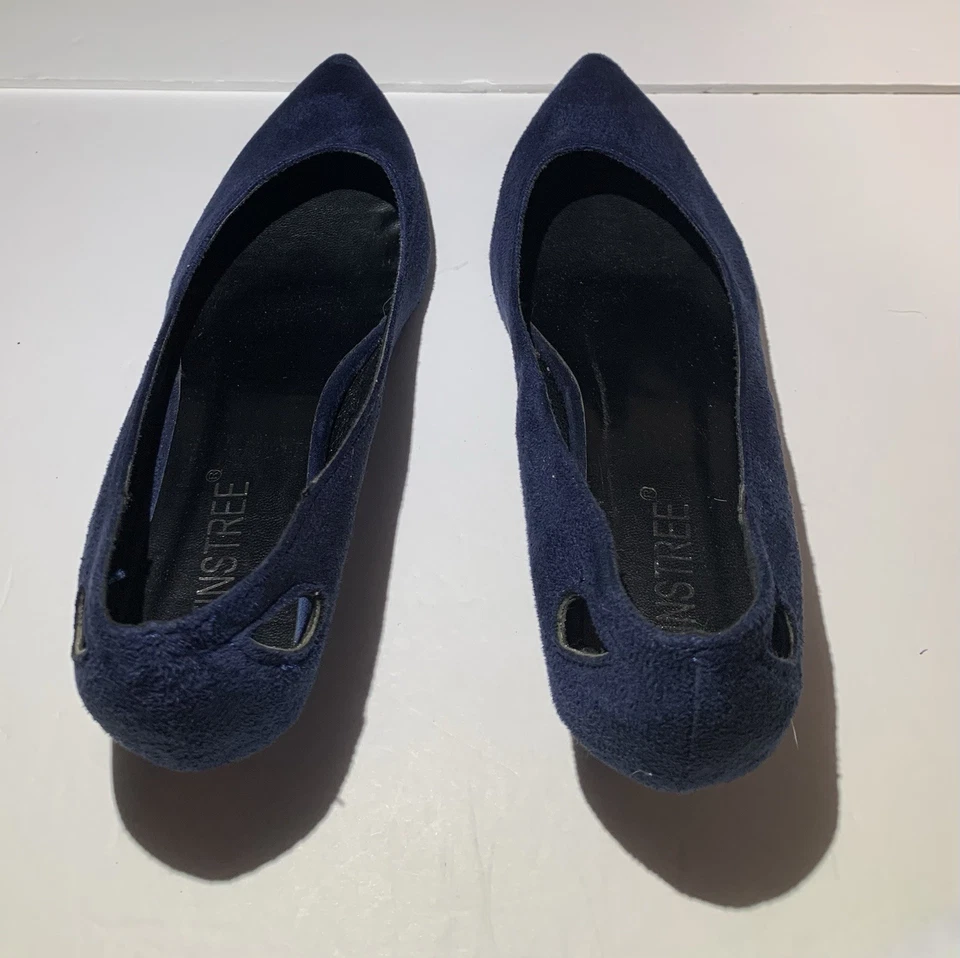 Zapatos de tacón de gatito azul marino talla 10 para mujer nuevos sin etiquetas con recortes en cada lado Foto 3 de 4