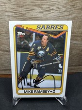 1990-91 Topps Mike Ramsey #102 Buffalo Sabres In-Person ON-CARD AUTO