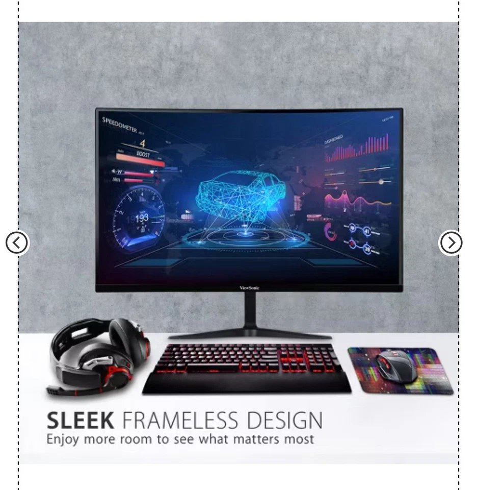 NEW ViewSonic VX3218-PC-mhd 32" Curved QHD FreeSync Premium Gaming Monitor Black - Image 4 of 4