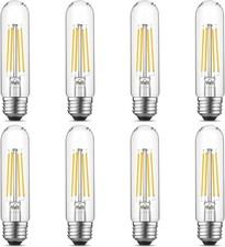 Tubular Light Bulbs, T10 LED Edison Bulbs Cool White 4000K, E26 Base, 6 Watt 8Pk