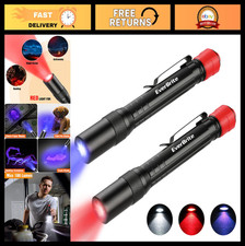 Multi-Function Red Light Penlight Flashlight with UV Blacklight & White Light, 2