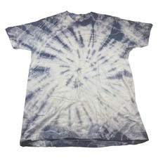 Vintage 80s Custom Blue Tie Dye Blank T-Shirt Sz L Single Stitch Made In USA