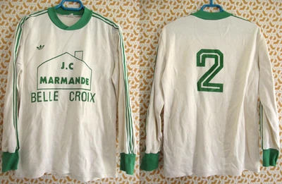 Maillot Adidas Marmande porté Belle Croix blanc vert Vintage jersey Football - M - Photo 1/4