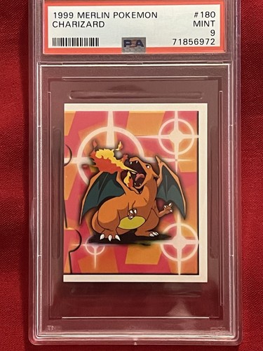 1999 Merlin Pokemon Charizard Sticker #180 PSA 9 MINT - Bild 2 von 7