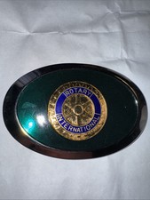 Vintage Rotary International Silver Green New Belt Buckle Rare Free Shipping