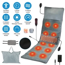 Full Body Electric Massage Mat w/Heat Vibration Massage Pad Cushion Back Massage