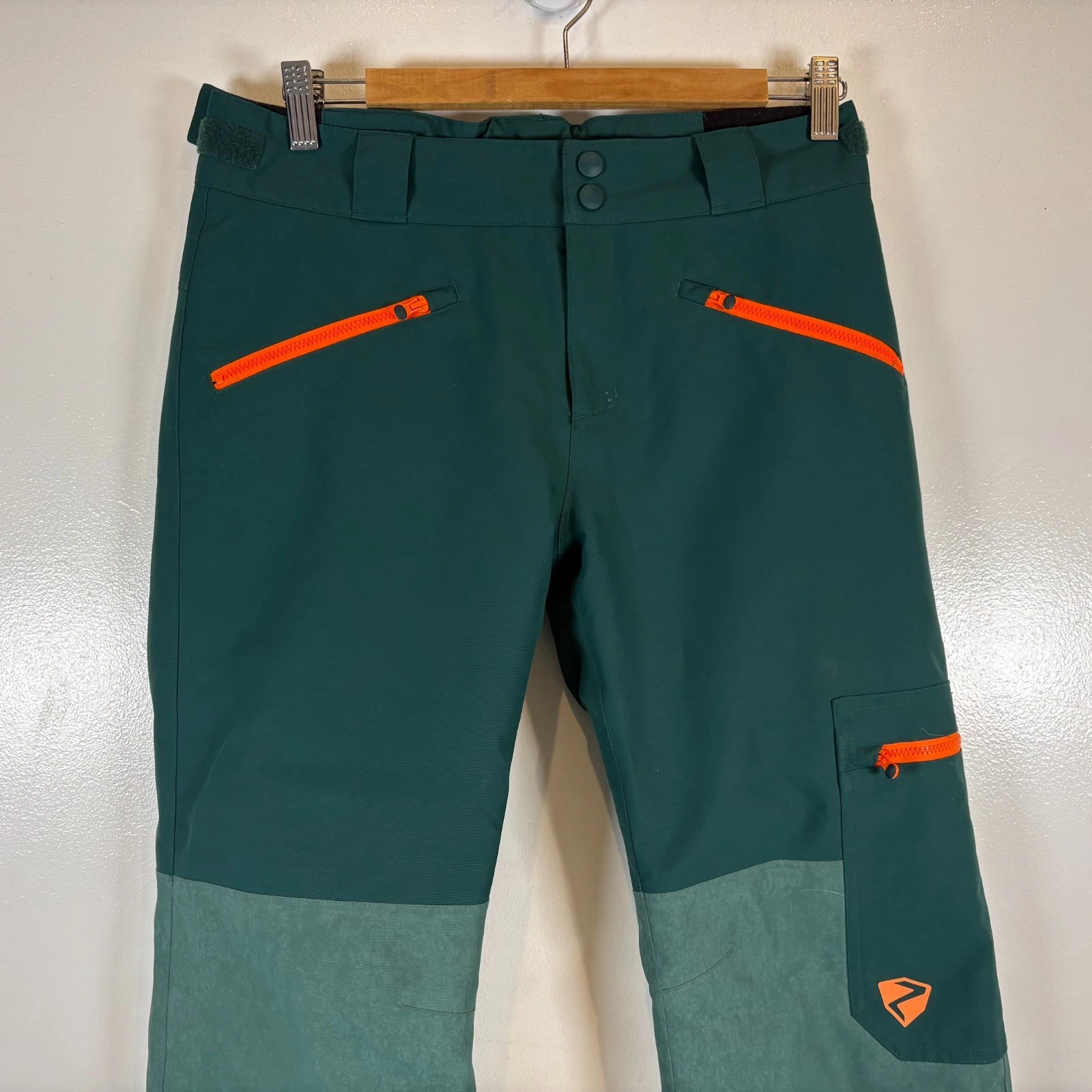Ziener Amero Junior Ski Pants Size 164 (13-14) Green Orange Snowboarding