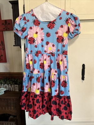 Girls Ruffle Girl Lady Bug Dress-4XL