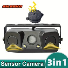 3-in-1 Car Rear View Backup Camera with Reversing Sensor, Parking Alarm Distance