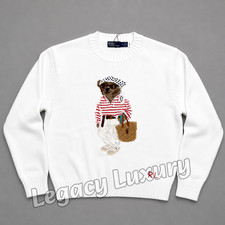 POLO PALPH LAUREN Polo Bear Coastal Chic Sweater White Beach Women - L, NWT