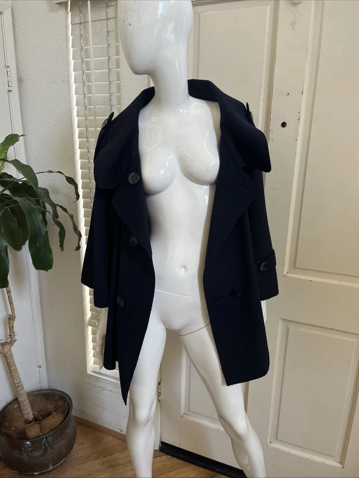 MARINA RINALDI MARINA SPORT NOVO! Casaco swing de lã azul marinho GIACCONE tamanho 27 (18) - Imagem 3 de 4