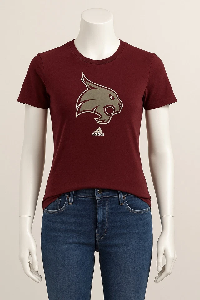 Adidas Texas State Bobcats Women’s M Maroon Graphic Go-To Tee Short Sleeve - Image 2 of 4