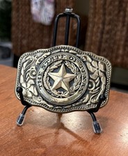 State of Texas Bronze Colored Metal Belt Buckle Nice