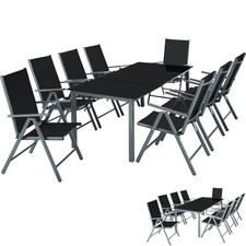 9 Piece Garden Furniture Set Table Folding Chairs 8 Seater Outdoor Dining Patio