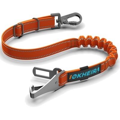 Robuster Hunde Sicherheitsgurt für Auto in Orange, mit hohem Tragkraft Karabiner