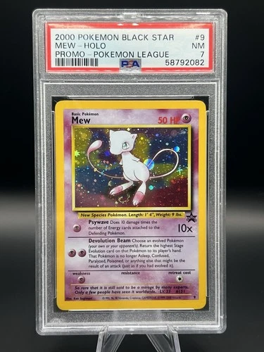 2000 Pokemon Black Star Mew Pokemon League Promo PSA 7 WITH SWIRL