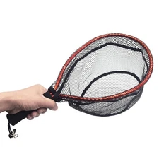 Mini Fly Fishing Net Aluminum Alloy & Soft Rubber Mesh Kayak Fishing Net Trou...