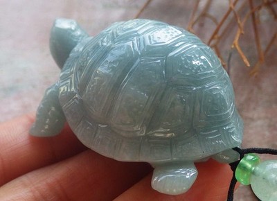 Video Certified Green Natural A Jade jadeite Pendant Turtle 财神龟 126518 TS