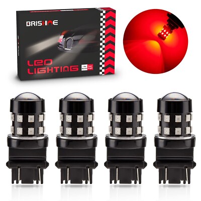 4-Pack Super Bright 3157 3156 3057 4057 3157K LED Bulbs Brilliant Red 9 ...