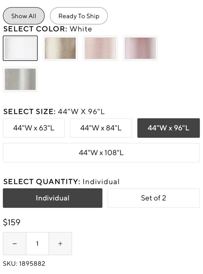 Pottery Barn Kids Evelyn Linen Blend Bow Valance Blackout Curtain 44 x