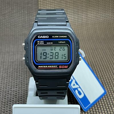 Casio W-59-1V Digital Schwarz Harz Alarm Herren 50M Lässig Grau