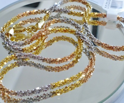 Fancy Link Twist Chain 18K Tri Color 