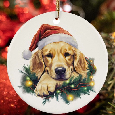 Lazy Golden Retriever Puppy Dog Sleeping Christmas Ornament Gift