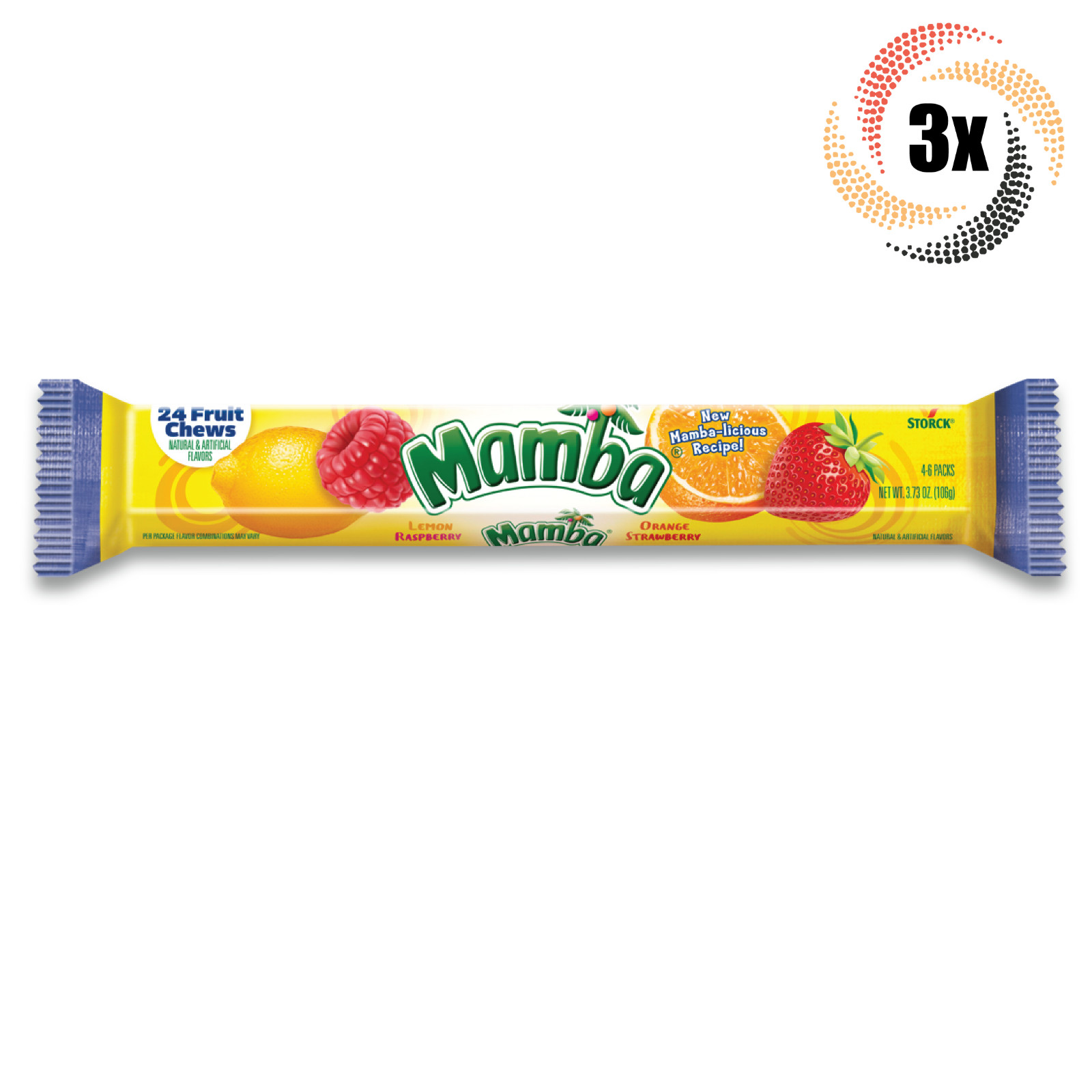3 упаковки фруктовых жевательных резинок Mamba Original Assorted King Size по 24 жевательных резинки в каждой 373 унции 2490₽