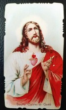 1938 SANTINO HOLY CARD, SACRED HEART OF JESUS with date and dedication Very Rare
