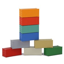 9pcs Different Colored N Scale 1:160 20ft Blank Shipping Container 20' Cargo Box