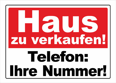 A1 großes wetterfestes Schild: ''Haus zu verkaufen'' - PERSONALISIERT
