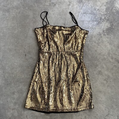Urban Outfitters Dress Womens Size Medium Gold Sequin Mini Party Strappy |  eBay