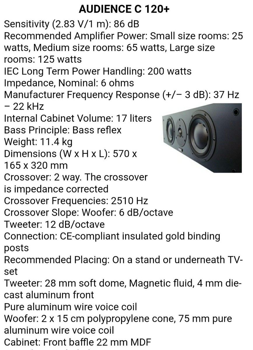 Dynaudio C-120+ 3-Driver, 2-Way, Ported Center Channel Dynaudio C-120+ 3-Driver, 2-Way, Ported Center Channel