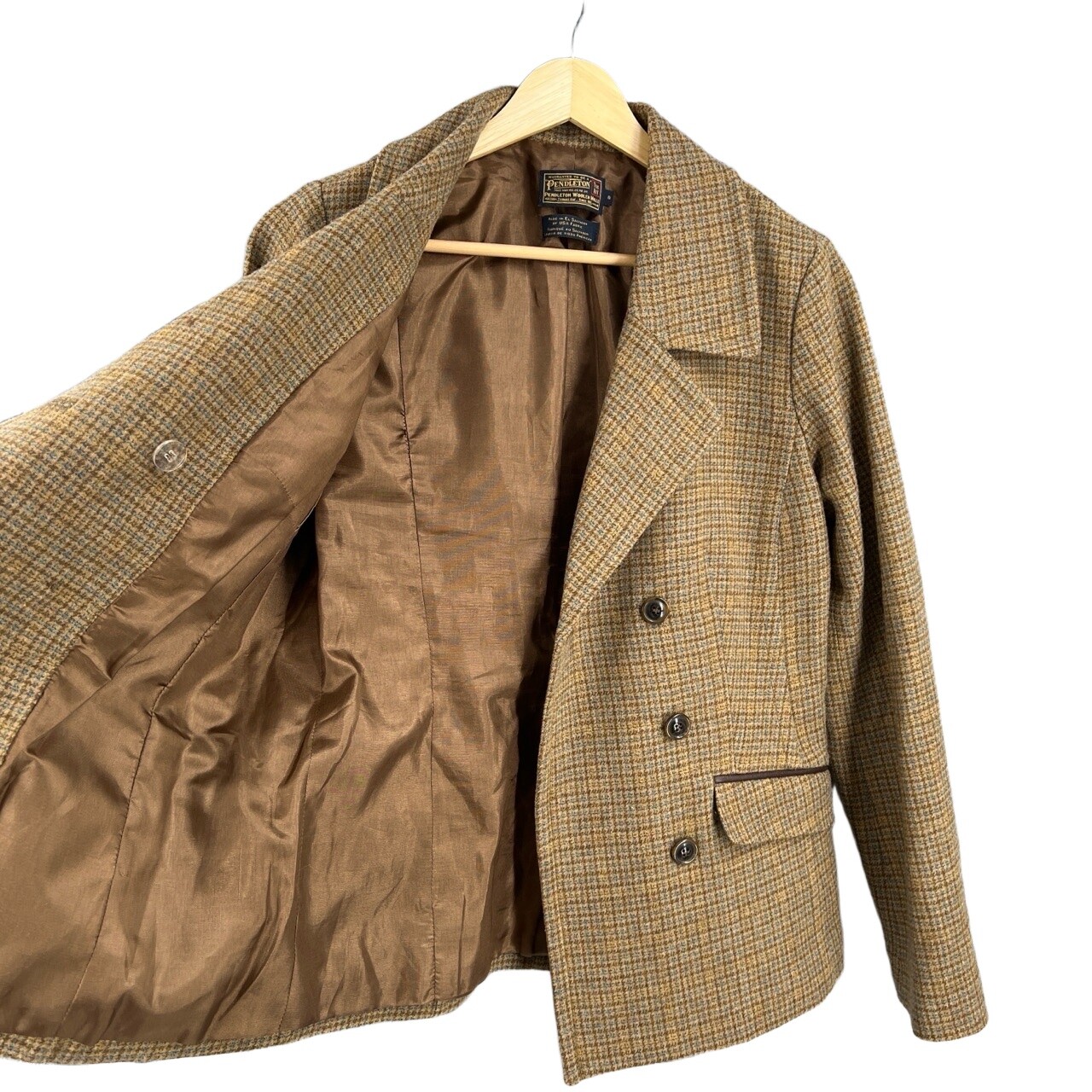 Pendleton Wool Jacket Brown Checked Double Breast… - image 2