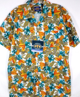 OTB Only the Best-Mens Hawaiian Shirt-XL Extra Large-Floral-NEW w/Tags-MicroMesh