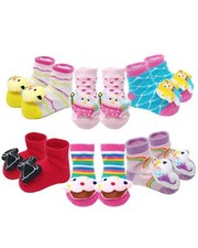 Adorable Baby 6 Pair Non-Skid Bootie Socks Pretty in Pink
