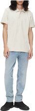 Calvin Klein Men's Smooth Cotton Monogram Logo Polo Shirt,Bone White,XL.