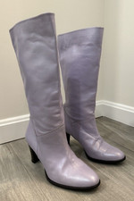 Furla Womens Pull On Knee High Tall Italian Leather Boots Size 7 Purple